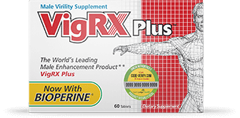 Official VigRX Plus supplement packaging showing the premium product box