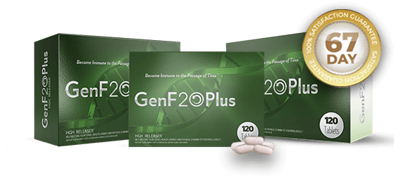 Bottle of GenF20® Plus – natural HGH supplement for anti-aging, energy boost, and vitality